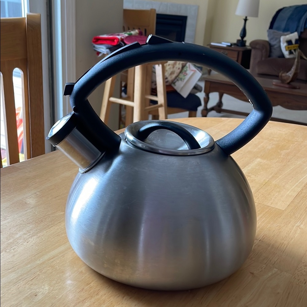 Modern Silver and Black Tea Kettle for Kitchen